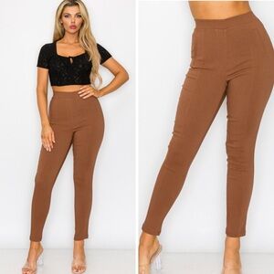 High rise seam pull on leggings pants